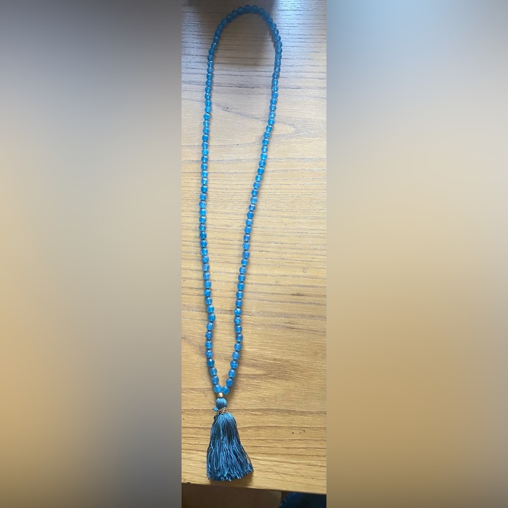 Beautiful and Meaningful Satya Angelite & Blue Topaz Mala!